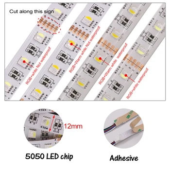 DC12V 5M RGB 5050 WIFI LED Strip Light Vandtæt 60Led/m 4 I 1 Led RGBW RGBWW Led Strip Fjernbetjening Strømforsyning Kit