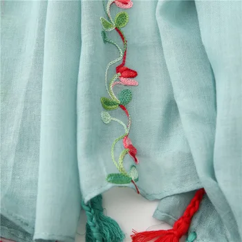 VISROVER 2020 mode pink broderi, blomst udskrivning viscose tørklæde kvinde Wrap-blå Foråret Sjal Stranden Pashmina Hijab gave
