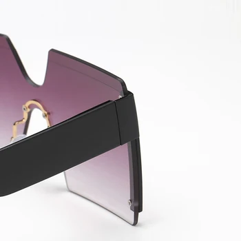 Mode Overdimensionerede Pladsen Uindfattede Solbriller Kvinder Brand Designer Flad Top Kæmpe Sol Briller Kvindelige Ét Stykke Rejse Gafa de sol