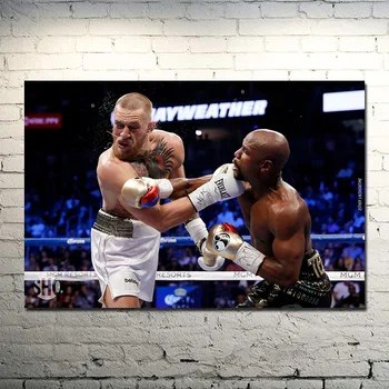 Floyd Mayweather vs Conor McGregor Kampen Boksning Art Silk Lærred, Plakat 13x20 24x36 Tommer