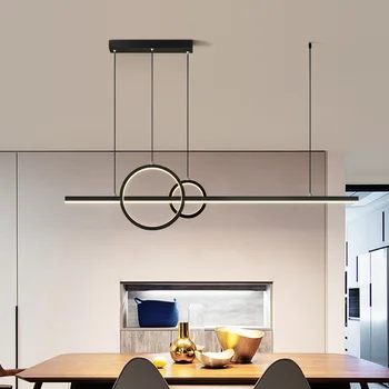 Minimalistisk spisestue lysekrone moderne enkle spisebord bar kontor kreative designer lange LED-lamper nordeuropa