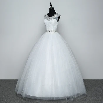 Fashion Simpel Ægte Billeder fabrik, engros blonder Blomst skulder bride kjole Tilpasset Plus Size bryllup part kjole