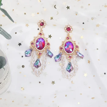 MWSONYA koreanske Mode Vintage Luksus Farverige Cystal Drop Øreringe til Kvinder Elegant Perle Perler Kvast Pendientes Smykker