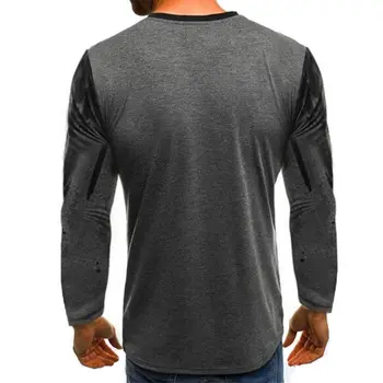Mode Patchwork T-Shirt til Mænd med Lange Ærmer Rund Hals Løs t-Shirts sidste nye Trykte Casual Streetwear Mandlige Hip T-shirt