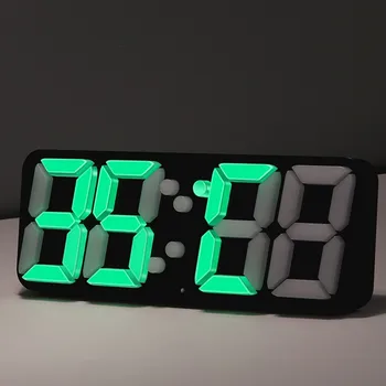Fjernbetjening Digital Wall Clock 115 Farver LED Bord Ur Sound Control Skrivebord, Vækkeur Vis Væg ur vækkeur kreative