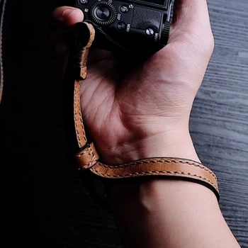Hånd-vævet koskind Kamera håndled band for Mirrorless Digital Kamera, Leica, Canon, Fuji Nikon, Olympus, Pentax, Sony