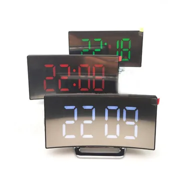Digital Vækkeur LED Spejlet, Vækkeur Udsæt Vise Tid, Nat Lys LCD-Tabel Desktop Reloj Despertador med USB-Kabel