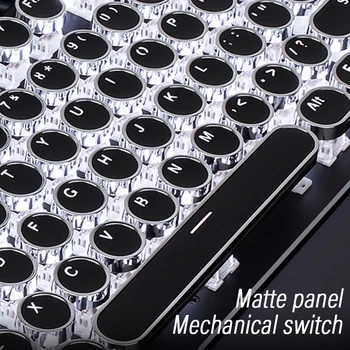 Wired Retro Punk Mekanisk Tastatur Engelsk Layout 108-Nøgler Baggrundsbelyst Anti-Ghosting Gaming Tastatur Blå/Sort/Tawny/Rød Switch
