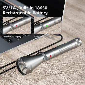 USB-Genopladelige LED Lommelygte 1200 Høj Lumen 18650 Batteri Inkluderet Enkle design Let Fakkel til Udendørs Camping