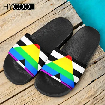 HYCOOL Unisex Mode Sommeren Tøfler Rainbow Gay Pride Flag Udskrivning Hjem Udendørs Slide Sandaler, Badetøj Kvinder Mænd Flip Flops