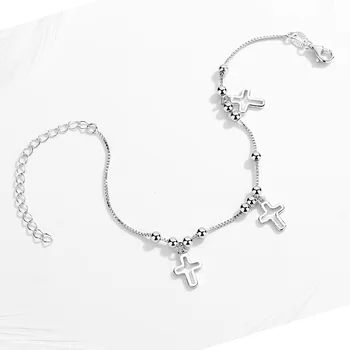 Kaletine Mode Perler Armbånd Til Kvinder 925 Sterling Sølv Box Kæde Armbånd Med Kors Vedhæng Lesbiske Smykker Gave