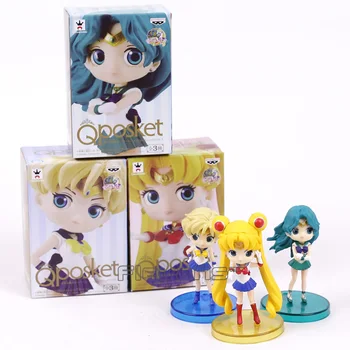 Q posket Sailor Moon Tsukino Usagi Sømand Neptun Kaiou Michiru Sømand Uranus Tenoh Haruka PVC Tal Legetøj 3pcs/set 8cm