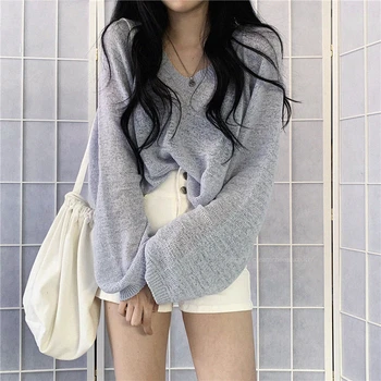 Colorfaith Nye 2020-Efterår Vinter Kvinders Sweater med V-Hals Pullovers-Udskæring koreanske Oversize Elegante, Sexede Damer Jumpere SW415