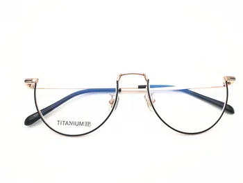 Belight Optisk Vintage Omvendt Halvdelen uindfattede Titanium Briller Ramme Mænd Recept Forestilling Briller Gennemsigtig 18109