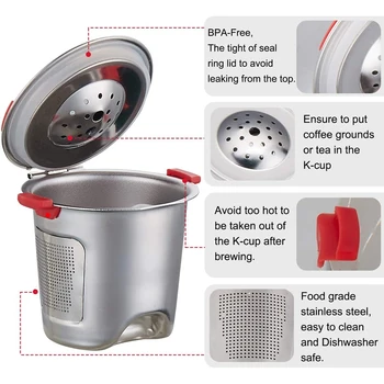 Genanvendelige K Kopper Passe til fladskærms-tv Og Kaffefaciliteter - Rustfrit Stål-K Cup - Universal Genopfyldning K Kop Filter Uden BPA