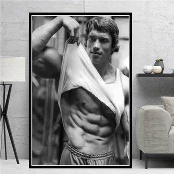 Plakat Print Olie Maleri Arnold Schwarzenegger Bodybuilding, Fitness, Træning, Væg Kunst, Billeder, Home Decor картины на стену