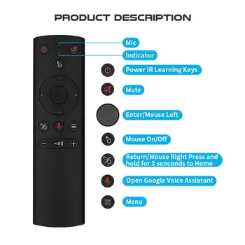G21S Voice Control Air mouse Gyro Mic IR-læring Trådløs Fjernbetjening Google Assistent Smart fjernbetjening til Android tv box H96