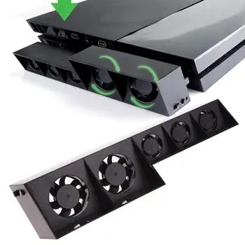 Eksterne USB-Turbo Temperatur Kontrol Køling 5 Fan Køler til Sony PS4/PlayStation 4 spilkonsol Køligere Fans til Tunge Spil