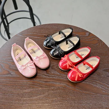Piger sko forår og efterår børns enkelt sko sort student performance sko rød hue sko girl prinsesse sko