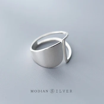 Modian Mode Design Geometriske Udsøgt Sølv Fingerring Til Kvinder I Ægte 925 Sterling Sølv Hule Stjernede Fine Smykker Bijoux