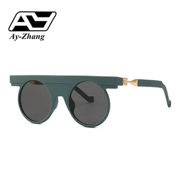 Ay-zhang Damer Runde Solbriller Brand Designer Vintage Nuancer Fremtid Stil Kvindelige Mode Grønne Briller UV400 Oculos De Sol