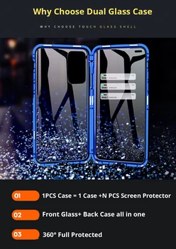 Dobbelt-sidet glas Magnetiske Adsorption Til Samsung Galaxy A11 A21 A41 A51 A71 A81 A91 coverenheden Tilfælde Magnet hærdet glas