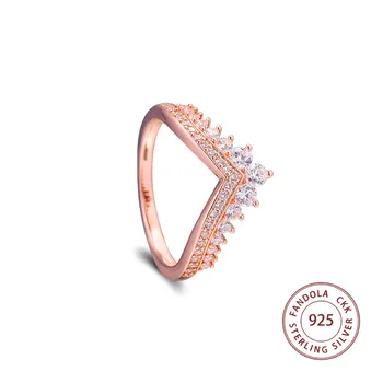 Ægte 925 Sterling Sølv Ring Steg Prinsesse Bærearm Ringe til Kvinder Sølv 925 Originale Ringe Mode Smykker anillos