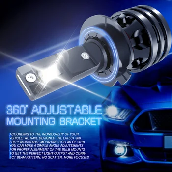2x H7 LED H4 9007 H1 H3 LED Pære bilforlygte 12V Auto lygter Til Ford Focus 2 3 Fiesta Fusion Ranger Kuga Mondeo MK4 Mustang