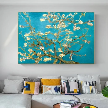 Van Gogh Mandel Blomstre Blomster Lærred Kunst Malerier På Væggen, Plakater Og Prints Impressionistiske Billede På Lærred Til Stuen