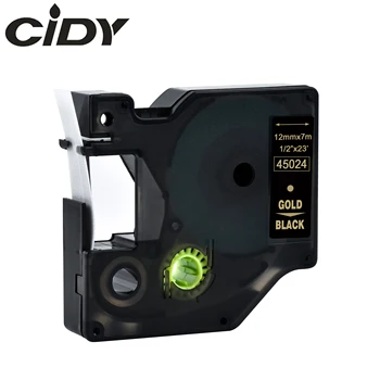 Cidy Kompatible DYMO D1 45024 Label Tape Guld på Sort Farvebånd Kassette, for dymo LM160 LM280 PNP dymo