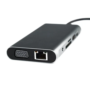 10-i-1 USB-C-HUB, Multi-Funktion-Dockingstation, USB-C-Hub PD Hurtig Opladning, til PC, Laptop, TV, Osv.