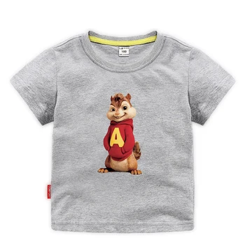 Alvin og De Jordegern t-shirt til Pige Kids Tøj Toppe Tee søde t-shirts til Børn Rød Bomuld Sommeren kortærmede Toppe Bomuld