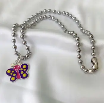 Nye Vintage Farverige Hjerte Vedhæng Halskæde Harajuku Tegnefilm Butterfly Choker Halskæde Til Kvinder Girl Fashion Smykker