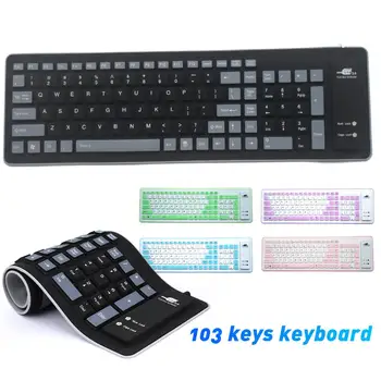103 Nøgler Sammenklappelig Støvtæt Blød Silikone Gaming Tastatur til Laptop/Computer
