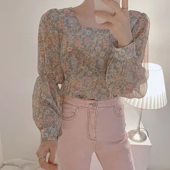 Koreansk Tøj Toppe Vintage Blomster Løs Elegance 2020 Sommeren Streetwear Kvinder Shirts Nyeste Kontor Dame Bluse Blusas 10144