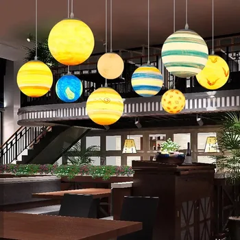 Nye Univers Planet Parlor Hanglamp Børn værelses Led Vedhæng Lys Restaurant, Children ' s park Pendel Lampe Loft Art Deco -