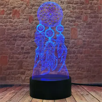 Dreamcatcher Model 3D-Illusion LED NightLight 7 Farver Skiftende Sovende Lampe Afslappet action & toy tal