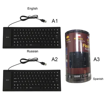 Tastaturer Functionable Tastaturet, Bærbare USB Mini Fleksibel Silikone For PC-Tastaturet Foldes til Bærbar Notebook Sort