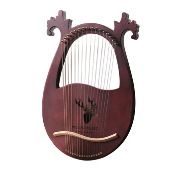 Party Underholdning Massivt Træ Klar Lyd Konkave Design Hjorte Formet Musikalsk Instrument 6 Strenge Lyre Harpe Rejse Bærbare