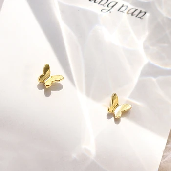 925 Sterling Sølv Smykker Mode Søde Lille 5mmX4mm Guld Butterfly Stud Øreringe Gave Til Børn Piger Dame