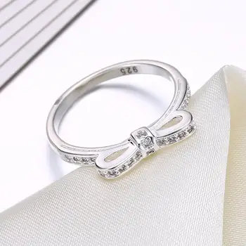Aimarry 925 Sterling Sølv Mode Smykker Sløjfeknude AAA Zircon Ring For Kvinder Fest, Fødselsdag, Forlovelse Bryllup Gave