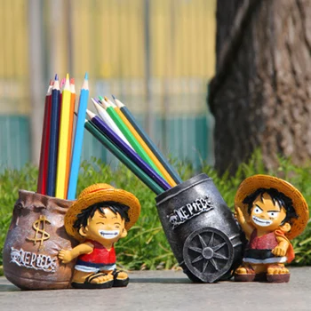 Et Stykke Ruffy Harpiks Kontor Pen Indehavere Collectible Monkey D Ruffy 10cm Bruser Pencil Pot Holder Børn Harpiks Action Figur Toy Box