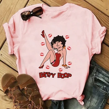 2020 Sommeren Casual Vogue Tegneserie Prinsesse Shirt Kvinder Betty Boop Udskrivning Toppe af 90'erne Harajuku Femme Mujer Camisetas Ropa De Mujer