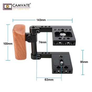 CAMVATE DSLR-Kamera Bur Rig Med topplade/Bundplade & Træ-Venstre Håndtag &15mm Hul, Stang For BlackMagic Pocket Cinema Camera999