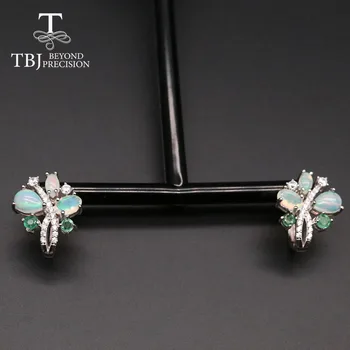 TBJ , Nye farverige Opal emerald gemstone øreringe 925 sterling sølv naturlig gemstone fine smykker til kvinder daglige slid gave