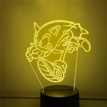 Anime-Sonic The Hedgehog 3D Action Figurer Visuelle Night Lights, LED Skiftende Nyhed Sonic bordlampe Figur Legetøj Xmas Gave Toy
