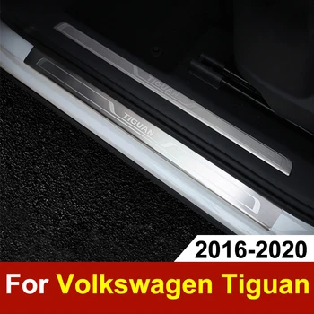 Rustfrit Stål Dør Karmen Scuff Plate For Volkswagen VW Tiguan mk2 2016-2018 2019 2020 Dør Karmen Velkommen Pedal Trim Tilbehør