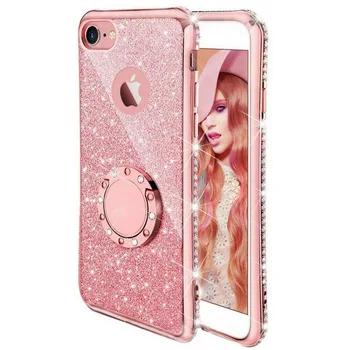 Luksus Bling Glitter Diamant Phone Case For iPhone-11 Pro XR-X XS Max 7 8 6 Plus SE 2 2020 12 Metal Ring Indehaveren Soft Cover Coque