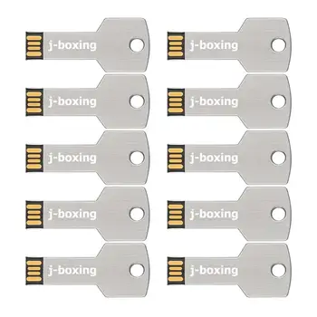 J-boksning Sølv 10STK USB-Flash-Pen-Drev Centrale Form Nøgler 1G 2G 4G Tommelfinger Memory Stick USB-Stick til PC, Tablet, Mac 8G 16G 32G