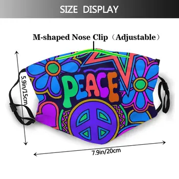 Fred Og Kærlighed Genanvendelige Ansigtsmaske Psykedelisk Trippy Hippie Anti Haze Støvtæt Maske Med Filtre Til Beskyttelse Dækning Af Respirator
